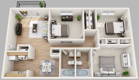 The Waterstone 3 BR 2 BA Floor Plan at Waterview at Rocky Point in Tampa, FL